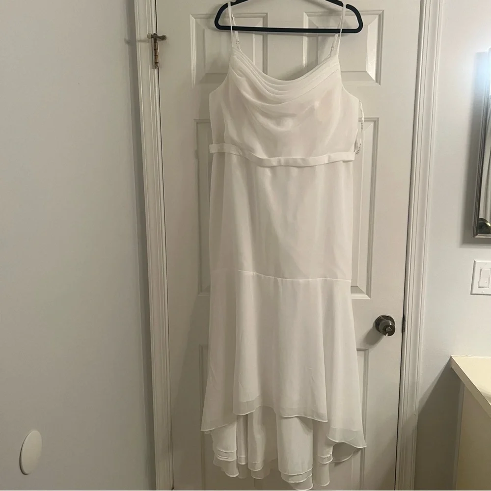 Azazie Ivory Spaghetti-Strap Fit-and-Flare Dress